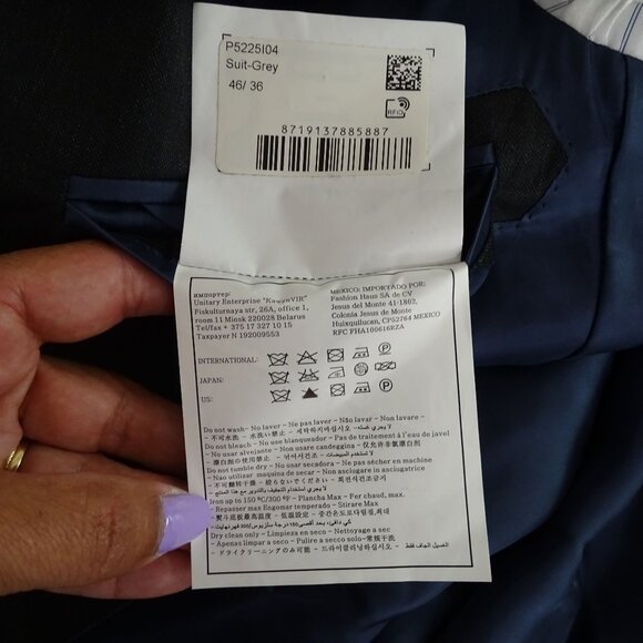 Suitsupply Zignone Napoli 2-Button Wool Suit Jacket Grey Regular Fit Men Size 46 - Picture 8 of 12